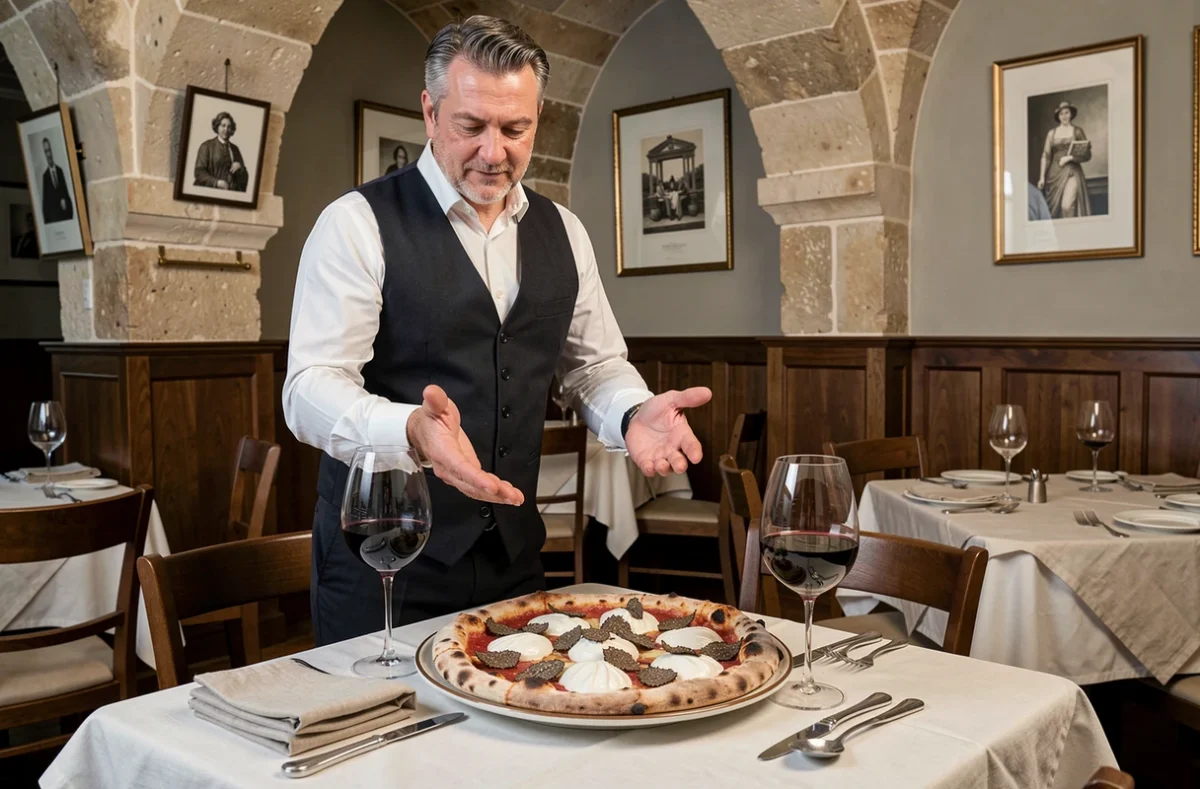 Table élégante avec pizza truffe et burrata servie chez Cacio Pepe restaurant italien à Valenciennes