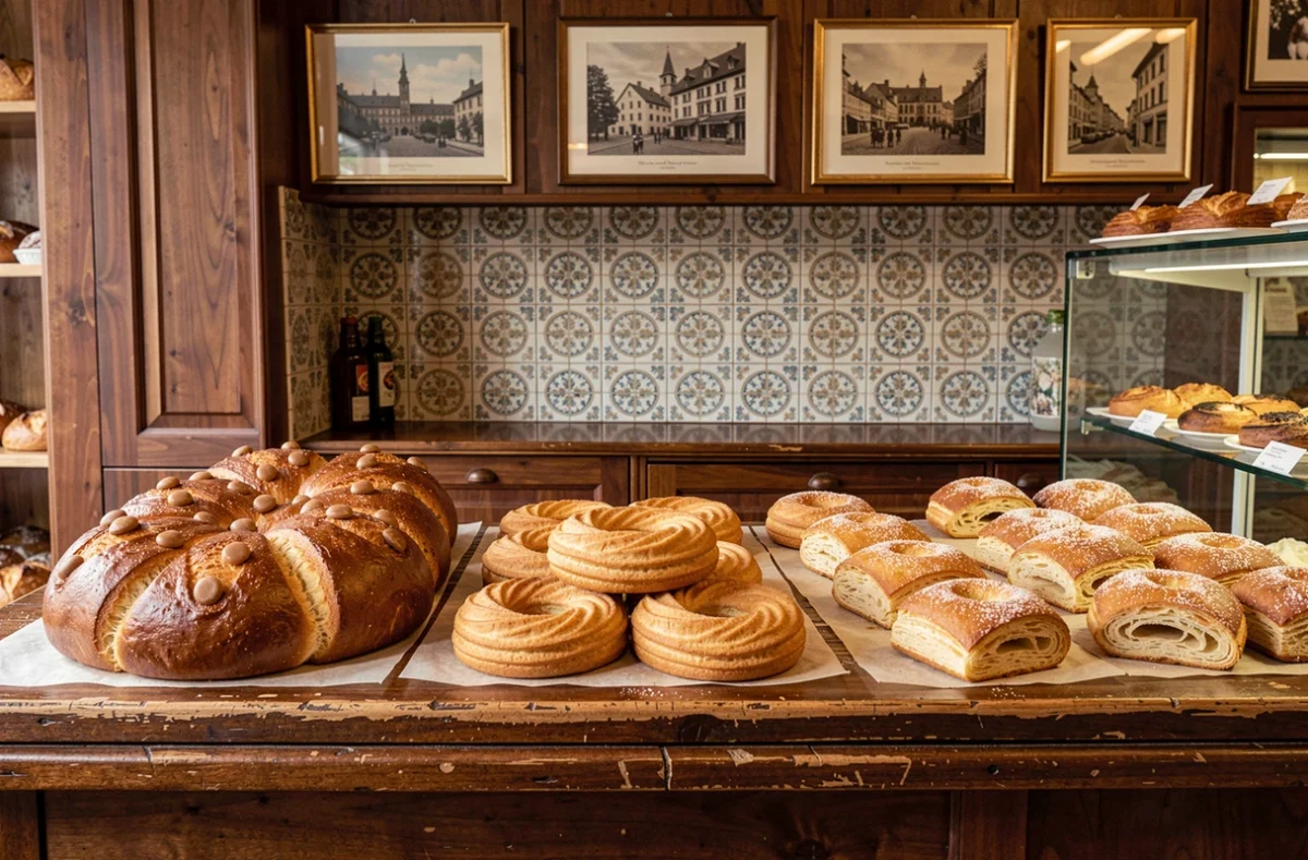 Spécialités auvergnates dont Paris-Brest et brioche aux pralines à La Chaumière Martial Ray à Clermont-Ferrand