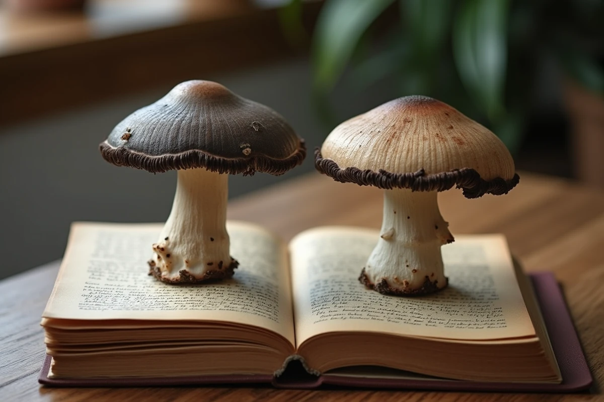 Comparaison entre le champignon Charbonnier comestible et un sosie toxique pour l'identification mycologique
