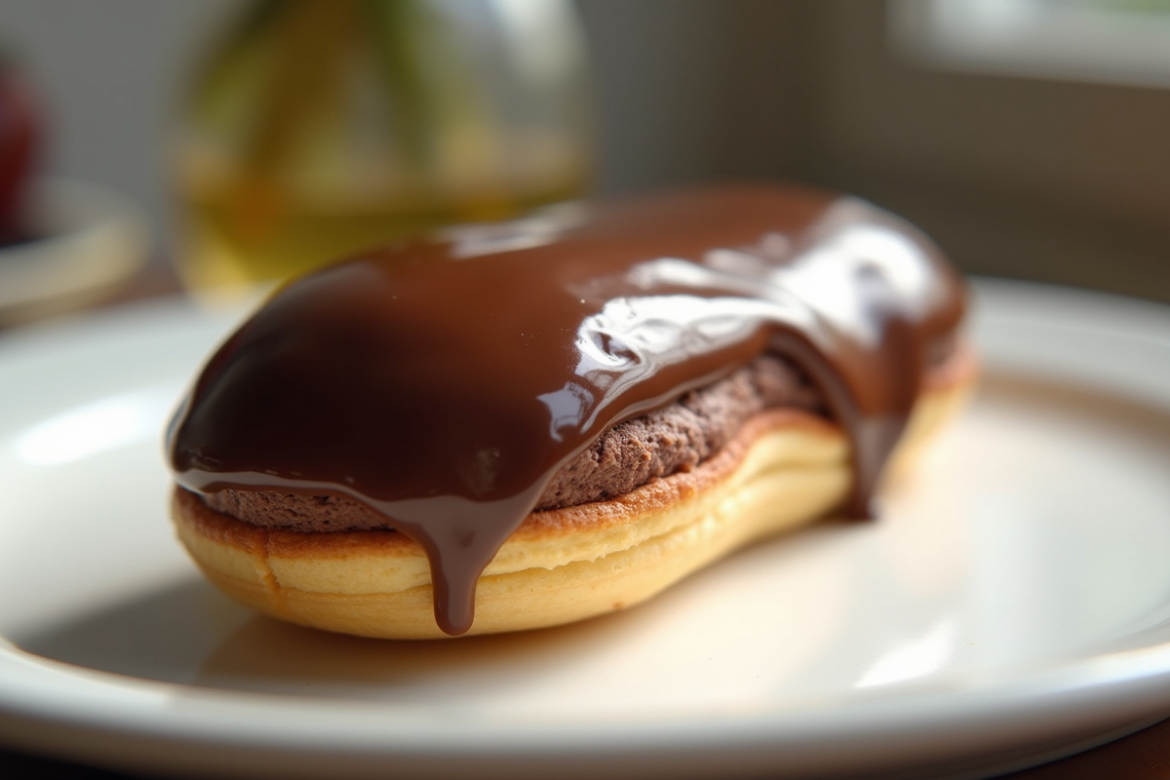 Gros plan d'un croustillant au chocolat avec couches de crepe dentelle