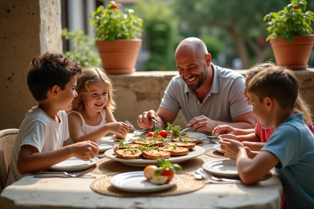 Famille dégustant de l