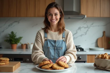 Femme souriante préparant des cookies maison dans la cuisine