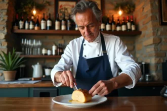 Foie gras présenté sur une assiette garnie d'accompagnements raffinés