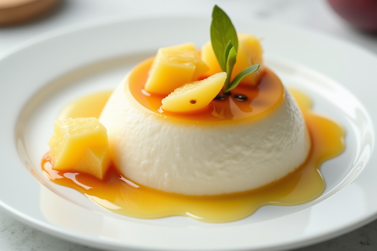 Panna cotta avec fruit de la passion et ananas