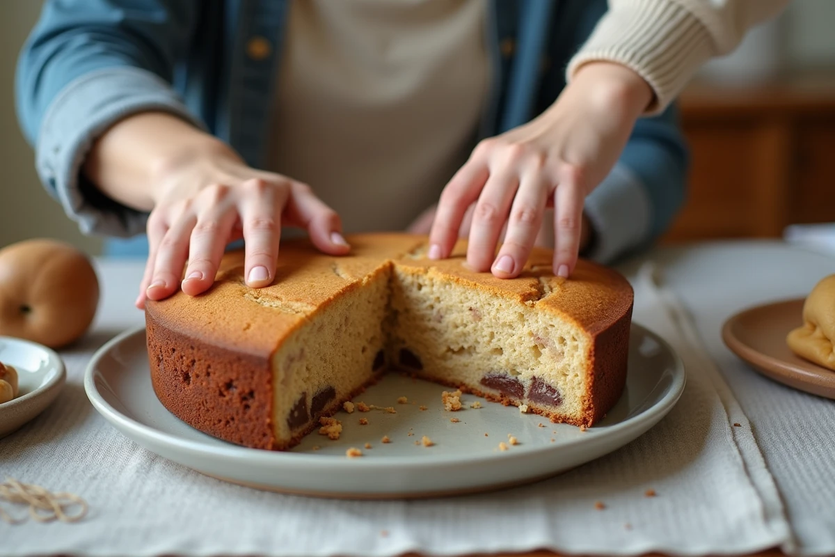 Gâteau vegan à la chataigne partagé entre deux personnes